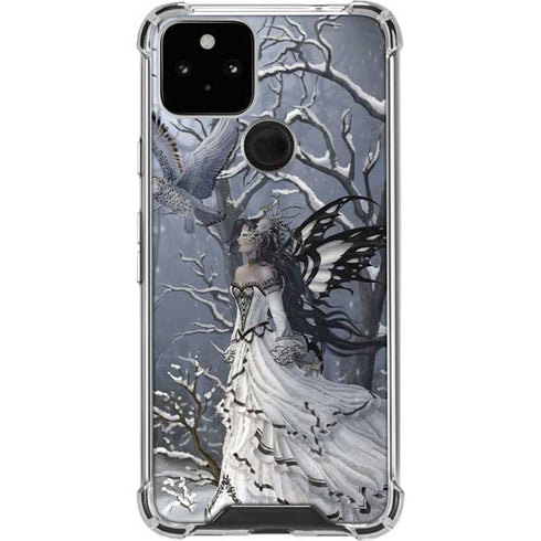 Fairy with Owl in Snow by Nene Thomas Google Pixel 5 Clear Case